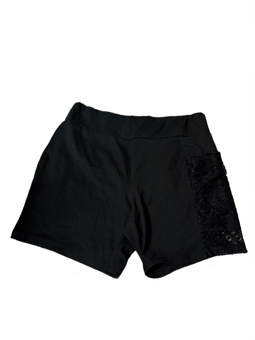 SHEIN Curvy Black Lace Panel Shorts 1XL